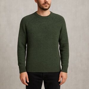 AllSaints Thwaite Crew Neck Sweater Mens L Forest Green Wool Blend Knit Pullover